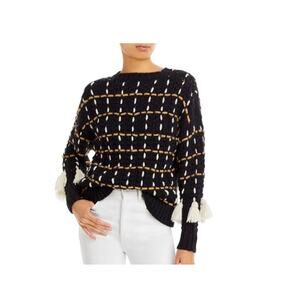 RHODE Sz XS Alpaca Plaid Tassel Lowri Sweater
